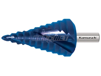 Zdjęcie Wiertło stożkowe stopniowe | 6 - 36 mm | powłoka Blue-Dur | 2 ostrza | HSS-XE - KARNASCH (201450)