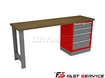 Zdjęcie Mocny metalowy stół warsztatowy 209x60cm - FAST SERVICE (T-23-01)