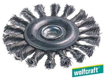 Zdjęcie Szczotka druciana tarczowa ze stali nierdzewnej, średnica: 100 mm, gwint: M14 - WOLFCRAFT WF2701000