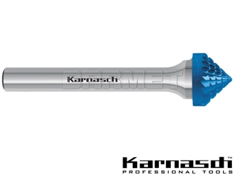 Zdjęcie Pilnik obrotowy pogłębiacz stożkowy 90° KSK z powłoką Blue-Tec, frez do metalu - 25 x 12,7MM, długość 60MM, chwyt 6MM - KARNASCH (115111-045)