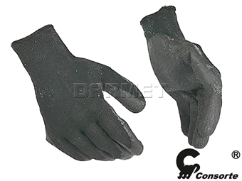 Zdjęcie Rękawice robocze czarne poliestrowe z lateksem, 415, rozmiar 9 - Consorte