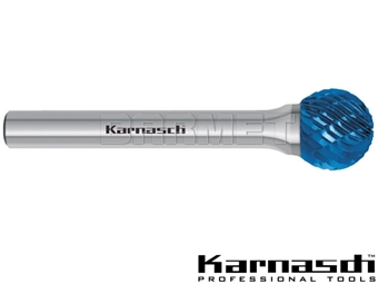 Zdjęcie Pilnik obrotowy kulisty KUD z powłoką Blue-Tec, frez do metalu - 3 x 2,5 mm | długość 50 mm | chwyt 6 mm - KARNASCH (115031-040)