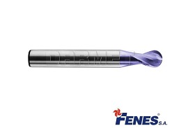 Frez trzpieniowy do metalu 6 mm | 2-ostrzowy | krótki z czołem kulistym | chwyt walcowy DIN6527-KR VHM TiAIN - FENES 0641-512-910-335
