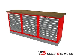 Mocny metalowy stół warsztatowy z szafkami 209x60cm - FAST SERVICE (T-11-11-11-01)