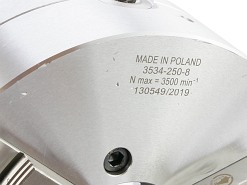 Uchwyt tokarski samocentrujący spiralny, stalowy, 3 - szczękowy: 250 MM (DIN 55027) - BISON BIAL (3534-250-8)