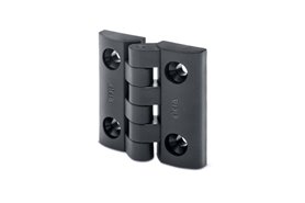 Zawias 39,5 x 38,5 mm, polipropylen, sworzeń tytanowy | 4 otwory pod śruby stożkowe M4 | czarny - ELESA+GANTER CFTX.40 PP-TT-SH-4