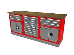 Mocny metalowy stół warsztatowy z szafkami 209x60cm - FAST SERVICE (T-30-11-30-01)