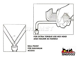 Zestaw kluczy imbusowych z kulistą końcówką, 7 szt. - TENGTOOLS (10955-0202)