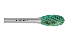 Pilnik obrotowy owalny TRE HP-3 PRO z węglika | z powłoką GREEN-TEC | frez do metalu 16 x 25 mm | chwyt 6 mm - KARNASCH 116094050