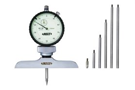 Głębokościomierz zegarowy 0-300 mm, igłowy, rozdzielczość 0,01 mm, baza 101,5 x 17 mm, dwie końcówki pomiarowe, wymienne adaptery końcówek - INSIZE 2342-202