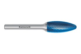 Pilnik obrotowy płomykowy TYP H HP-5 z węglika | z powłoką BLUE-TEC | frez do stali | 8 x 20 mm | chwyt 6 mm | długość 65 mm - KARNASCH 115073015