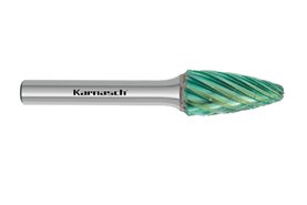 Pilnik obrotowy łukowy z czołem kulistym RBF HP-3 PRO z węglika | z powłoką GREEN-TEC | frez do metalu 16 x 25 mm | chwyt 6 mm - KARNASCH 116095050