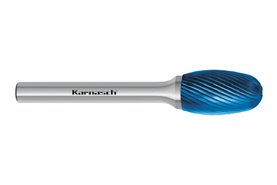 Pilnik obrotowy owalny TRE HP-5 z węglika | z powłoką BLUE-TEC | frez do stali | 10 x 16 mm | chwyt 6 mm | długość 60 mm - KARNASCH 115043030
