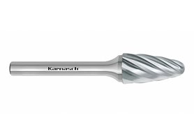 Pilnik obrotowy łukowy z czołem kulistym RBF HP-7 z węglika | frez do aluminium 12 x 25 mm | chwyt 6 mm - KARNASCH 113055050