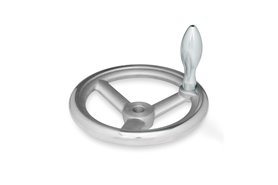 Koło ręczne aluminiowe 100 mm, otwór 10 mm | z rękojeścią stałą, nieobrotową - ELESA+GANTER DIN 950-AL-100-B10-F