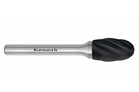 Pilnik obrotowy owalny TRE HP-7 z węglika | powłoka BLACK-TEC | frez do aluminium 20 x 25 mm | chwyt 6 mm - KARNASCH 115045055