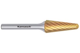 Pilnik obrotowy stożkowy z czołem kulistym KEL HP-9 z węglika | z powłoką YELLOW-TEC | frez do stali nierdzewnej | 12 x 32 mm | chwyt 6 mm - KARNASCH 116039025