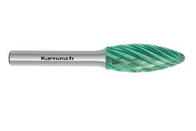 Pilnik obrotowy płomykowy TYP H HP-3 PRO z węglika | z powłoką GREEN-TEC | frez do metalu 12 DIN x 30 mm | chwyt 6 mm - KARNASCH 116097040