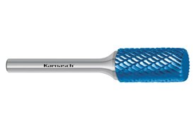 Pilnik obrotowy walcowy ZYA HP-3 z węglika | z powłoką BLUE-TEC | frez do metalu 12 x 25 mm | chwyt 6 mm - KARNASCH 116010025