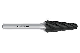 Pilnik stożkowy z czołem kulistym KEL HP-7 z węglika | powłoka BLACK-TEC | frez do aluminium 32 x 12 mm | chwyt 6 mm - KARNASCH 115085045