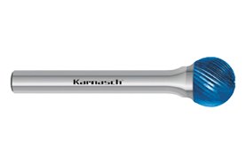 Pilnik obrotowy kulisty KUD HP-5 z węglika | z powłoką BLUE-TEC | frez do stali | 3 x 2,5 mm | chwyt 3 mm | długość 75 mm - KARNASCH 115033035