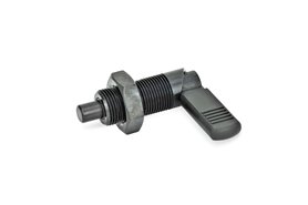 Trzpień ustalający 6x8 mm z dźwignią, gwint M12, z nakładką i przeciwnakrętką - ELESA+GANTER GN 612-6-M12-BK