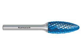Pilnik obrotowy płomykowy TYP H HP-6 z węglika | z powłoką BLUE-TEC | frez do metalu 16 x 36 mm | chwyt 6 mm - KARNASCH 115074035