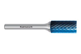 Pilnik obrotowy walcowo-czołowy ZYB HP-2 z węglika | z powłoką BLUE-TEC | frez do metalu 6 x 18 mm | chwyt 6 mm - KARNASCH 115010050