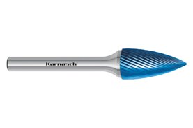 Pilnik obrotowy łukowy ostry SPG HP-5 z węglika | z powłoką BLUE-TEC | frez do stali | 3 x 14 mm | chwyt 3 mm | długość 38 mm - KARNASCH 115063015