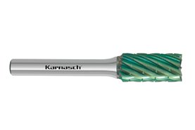 Pilnik obrotowy walcowy ZYA HP-3 PRO z węglika | z powłoką GREEN-TEC | frez do metalu 10 x 20 mm | chwyt 6 mm - KARNASCH 116090030