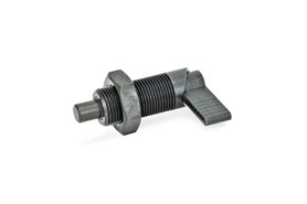 Trzpień ustalający 6x8 mm z dźwignią, gwint M12, przeciwnakrętką - ELESA+GANTER GN 612-6-M12x1,5-AK