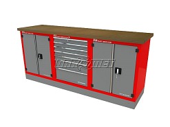 Mocny metalowy stół warsztatowy z szafkami 209x60cm - FAST SERVICE (T-40-19-40-01)