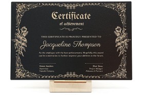 🎖 Grawerowany Dyplom na Laminowanej Czarnej Płycie HDF 🎖 | 285 x 185 mm