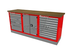 Mocny metalowy stół warsztatowy z szafkami 209x60cm - FAST SERVICE (T-21-40-10-01)