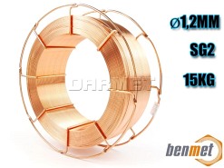 Drut spawalniczy miedziowany BENMAG SG2, średnica: 1,2MM, metalowa szpula 15KG - BENMET