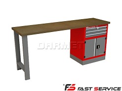 Mocny metalowy stół warsztatowy 209x60cm - FAST SERVICE (T-30-01)