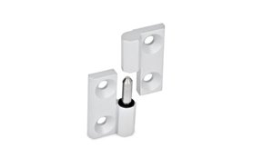 Zawias lewy, odlew z cynku, srebrny RAL 9006 50 x 50 mm | Pod śruby stożkowe M6 | ELESA+GANTER GN 337-ZD-50-50-A-2-SR