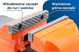 Imadło ślusarskie | szczęki ząbkowane 125 mm | z kowadełkiem i podstawą obrotową 360° - FORWARD 30505