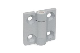 Zawias z blokadą położenia 60 x 60 mm, moment 1 Nm | 4 otwory pod śruby stożkowe M8 | blokada co 90°, srebrny - ELESA+GANTER GN 437.4-ZD-60-60-A2-SR