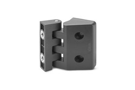 Zawias z technopolimeru do wąskich ram 40,5 x 34 mm | otwory przelotowe + wtopki M4 | czarny - ELESA+GANTER CFD.40 CH-4-B-M4