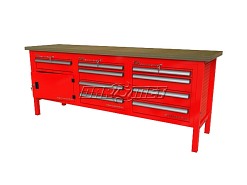 STÓŁ WARSZTATOWY Z SZAFKAMI - 2230x600 mm - FAST SERVICE (P-3-148-01)