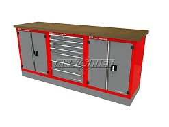 Mocny metalowy stół warsztatowy z szafkami 209x60cm - FAST SERVICE (T-40-13-40-01)