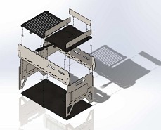 Grill składany, turystyczny ze stali nierdzewnej| 46,3 x 25 x 20 cm - DARMET
