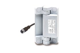 Zawias z wyłącznikiem bezpieczeństwa | 110 x 60 mm | styki 2NO+2NC | przewód 0,2 m z wtyczką 8-pin, wyjście od tyłu, szary RAL 7040 - ELESA+GANTER CFSW.110-6-2NO+2NC-FC-B-C33