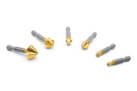 Zestaw pogłębiaczy 90° HSS-XE+TiN, asymetryczne ostrza, długie, uchwyt 1/4" udarowy, DIN 335 - 6,3 - 20,5mm - 403095020 | KARNASCH