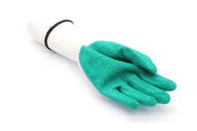 Rękawice robocze białe poliestrowe z zielonym lateksem, 480, rozmiar 9 - Consorte