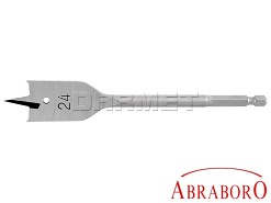 Wiertło płaskie 25 x 155 mm, łopatkowe do drewna z trzpieniem E 6,3 - Abraboro (AB80625000)