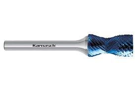 Pilnik obrotowy CURVE + ZYA z węglika | z powłoką BLUE-TEC | frez kombinowany | 12 x 25 mm | chwyt 6 mm | długość 70 mm - KARNASCH 116019100