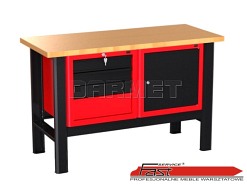 STÓŁ WARSZTATOWY Z 2 SZAFKAMI (4 szuflady + 1 drzwiczki) - 1400 mm - FAST SERVICE (N-3-06-01)
