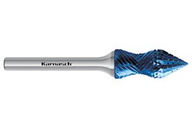 Pilnik obrotowy CURVE + KSJ | Pogłębiacz stożkowy 60° | z powłoką BLUE-TEC | frez kombinowany | 12 x 28 mm | chwyt 6 mm | długość 73 mm - KARNASCH 116026100
